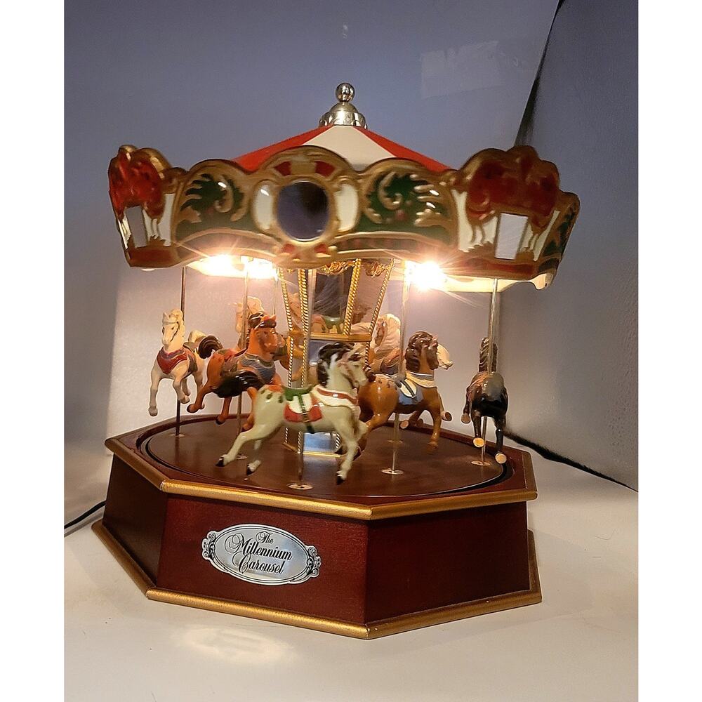 Vtg Mr. Christmas The Millennium Carousel Spins Lights Up Plays Music TESTED